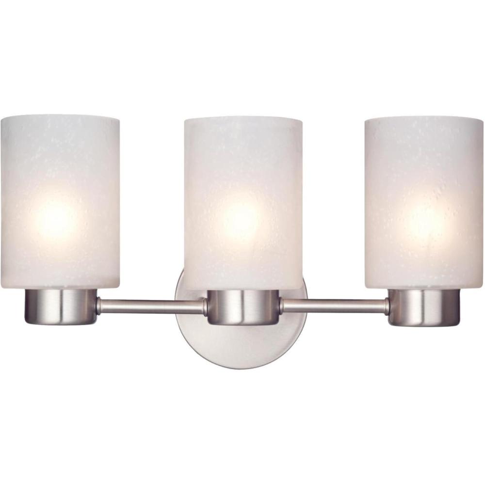 image:imageWestinghouse 6126700 Sylvestre Transitional Three Light Wall Fixture Champagne Brass Finish Frosted GlassBrushed Nickel