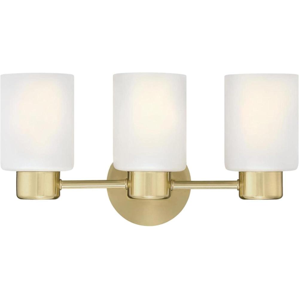 image:imageWestinghouse 6126700 Sylvestre Transitional Three Light Wall Fixture Champagne Brass Finish Frosted GlassChampagne Brass