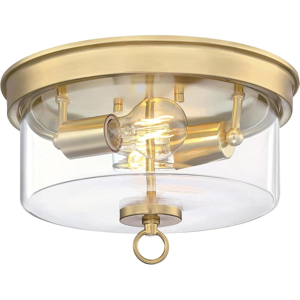 image:imageWestinghouse 6128600 Lebanon Transitional 12 Inch Two Light Flush Mount Ceiling Fixture Champagne Brass Finish Clear Glass