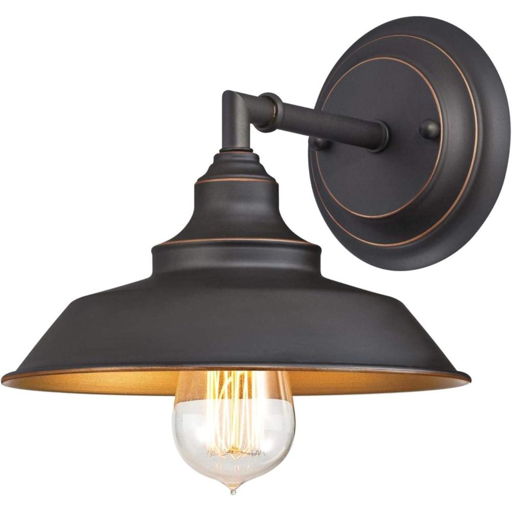 image:imageWestinghouse 6129100 Iron Hill VintageStyle One Light Wall Fixture Brushed Nickel Finish Clear GlassBlack