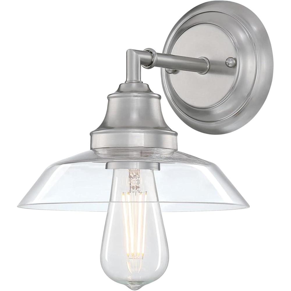 image:imageWestinghouse 6129100 Iron Hill VintageStyle One Light Wall Fixture Brushed Nickel Finish Clear GlassBrushed Nickel Clear Glass