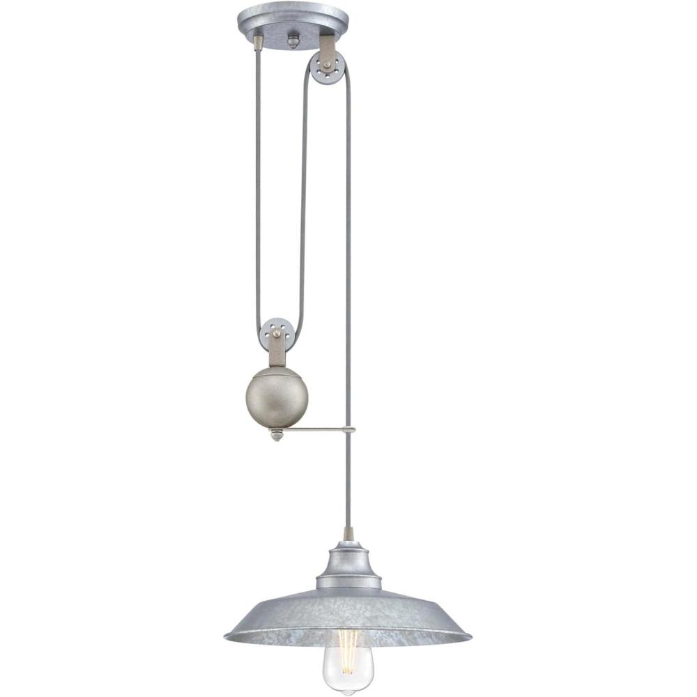 image:imageWestinghouse 6129300 Iron Hill VintageStyle One Light Indoor Pulley Pendant Matte Black FinishGalvanized Steel