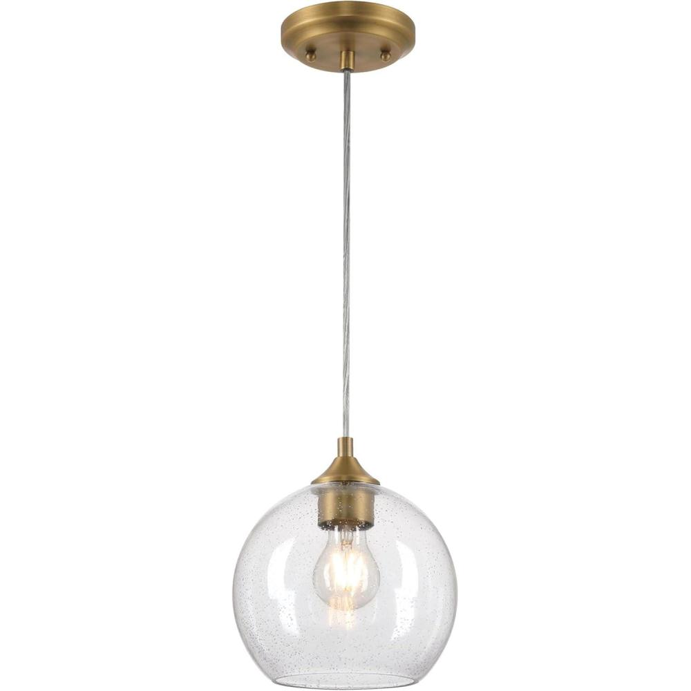 image:imageWestinghouse 6130500 Tatze Contemporary One Light Indoor Mini Pendant Brushed Nickel Finish Clear GlassBrushed Brass