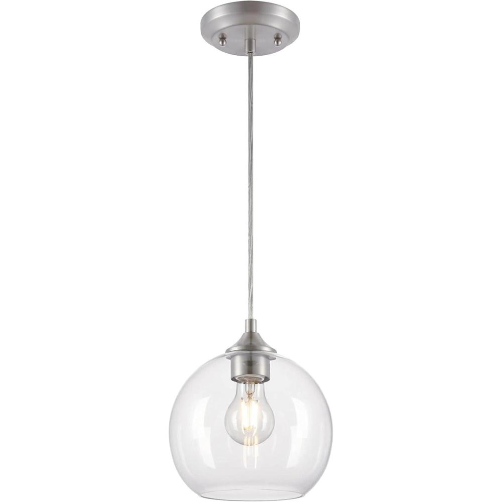 image:imageWestinghouse 6130500 Tatze Contemporary One Light Indoor Mini Pendant Brushed Nickel Finish Clear GlassBrushed Nickel