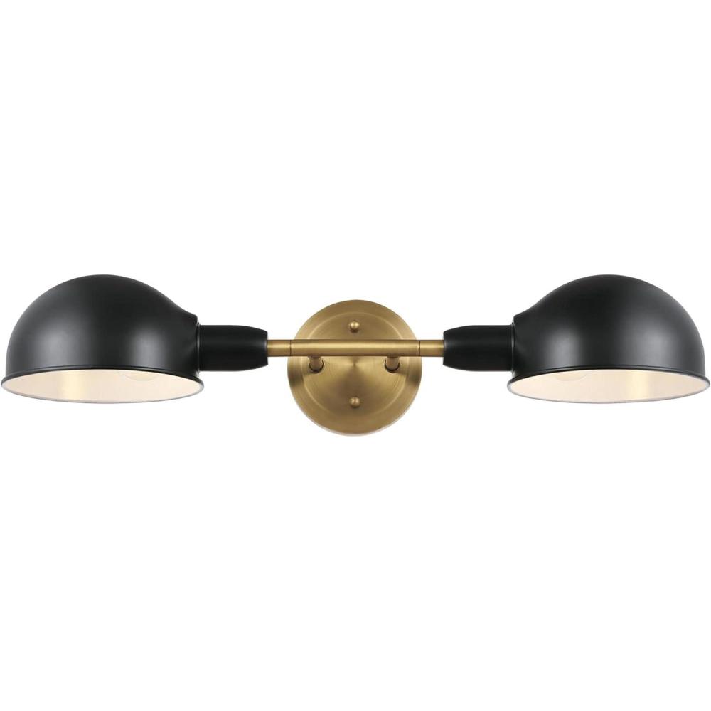 image:imageWestinghouse 6130800 Langhorne Transitional Two Light Wall Fixture Matte Black and Brushed Brass Finish