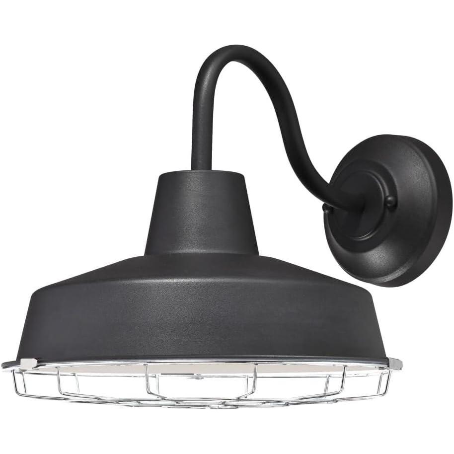 image:imageWestinghouse 6131300 Academy VintageStyle One Light Dimmable LED Outdoor Wall Fixture Dark Sky Friendly Textured Black Finish Removable Nickel Luster CageTextured Black