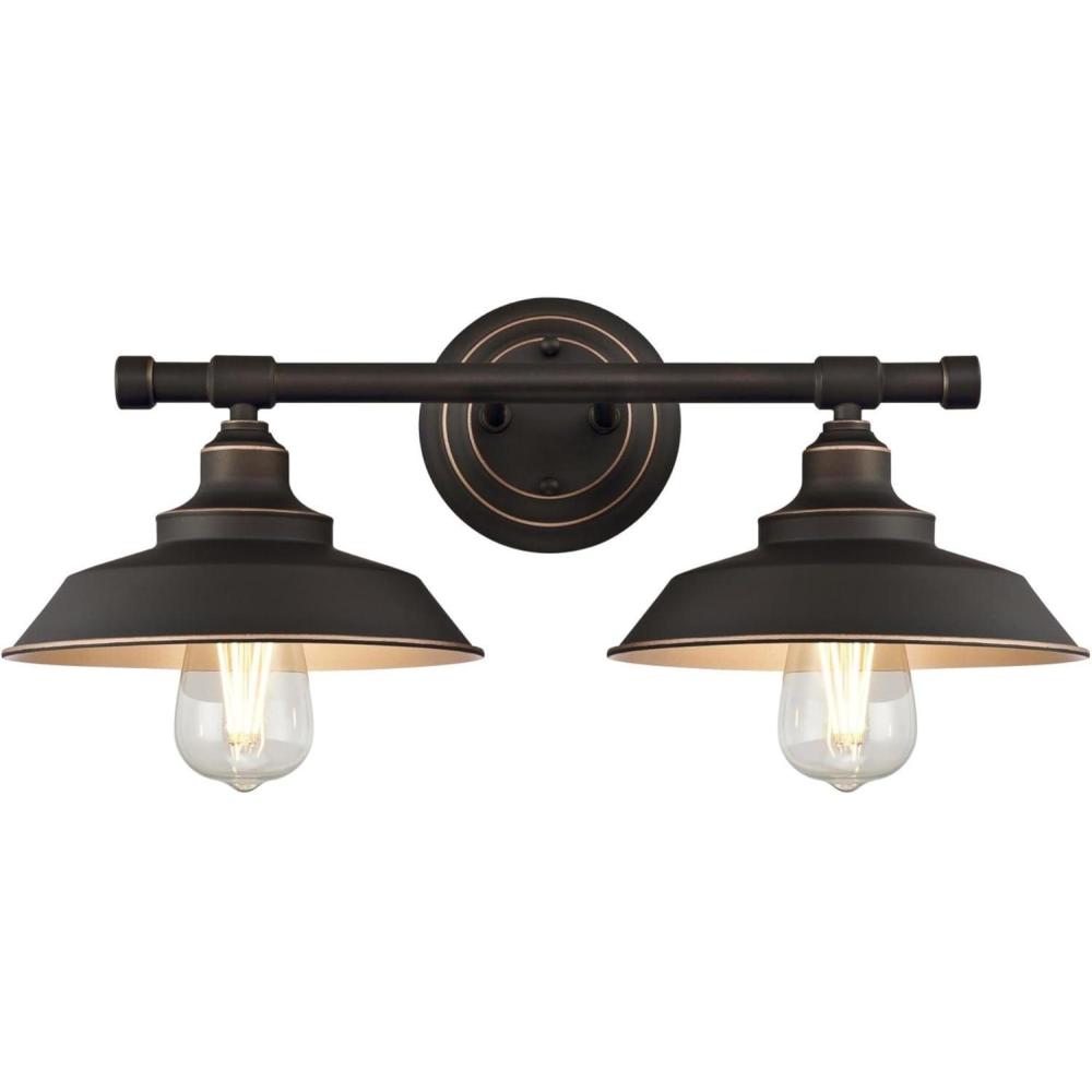 image:imageWestinghouse 6132900 Iron Hill VintageStyle Two Light LED Indoor Wall Fixture Oil Rubbed Bronze Finish with HighlightsOilRubbed Bronze