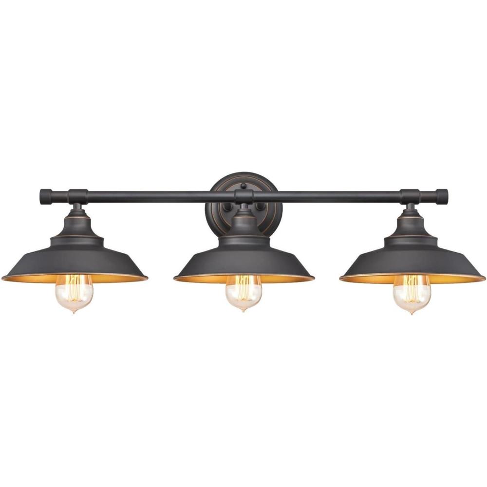 image:imageWestinghouse 6133000 Iron Hill VintageStyle Three Light LED Indoor Wall Fixture Oil Rubbed Bronze Finish with HighlightsOilRubbed Bronze