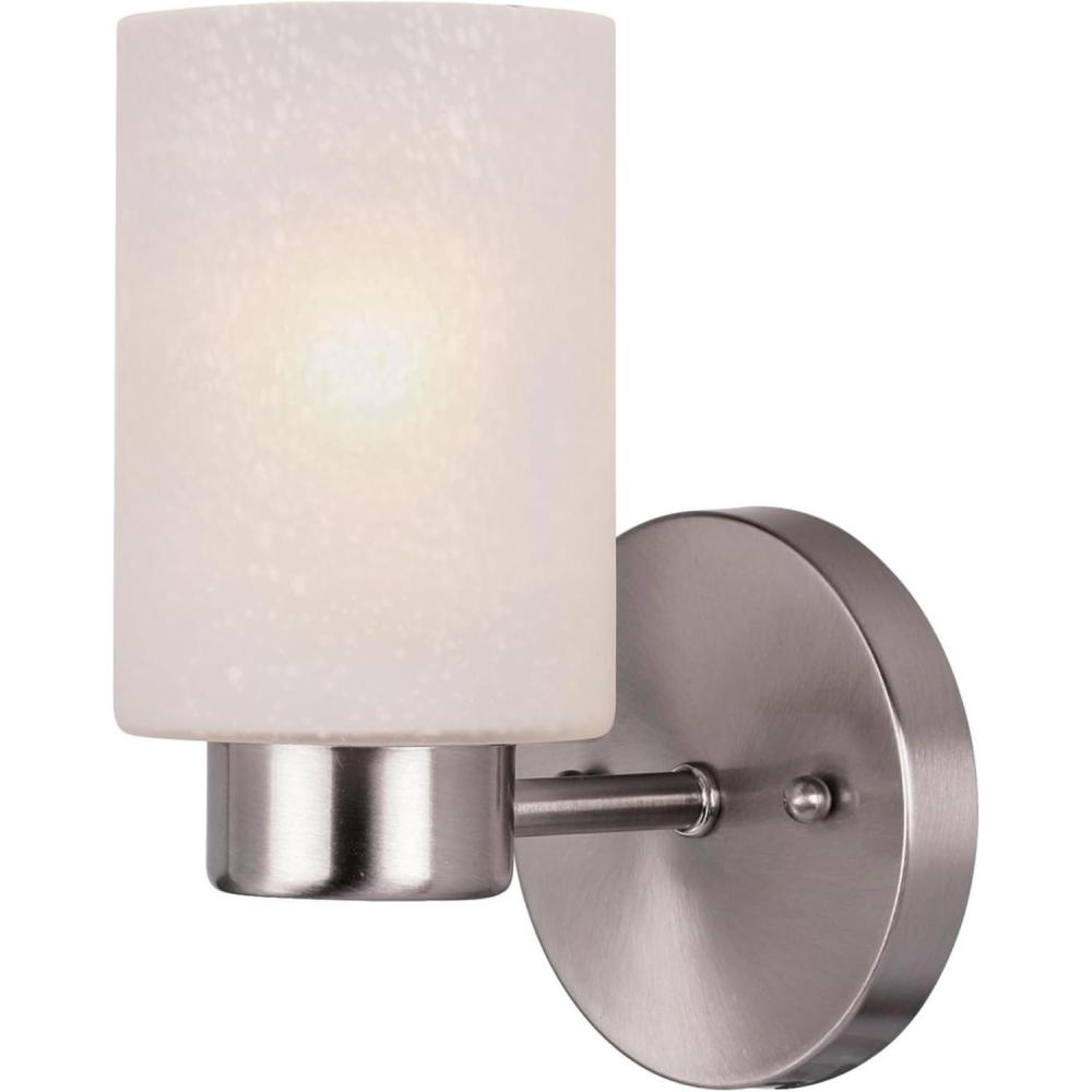 image:imageWestinghouse 6227800 Sylvestre OneLight Indoor Wall Fixture Brushed Nickel Finish with Frosted Seeded Glass1Light