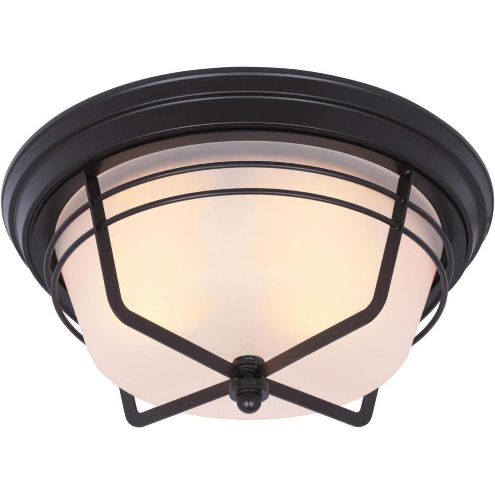 image:imageWestinghouse 6230300 Bonneville TwoLight Exterior FlushMount Fixture Weathered Bronze Finish on Steel with Frosted Glass