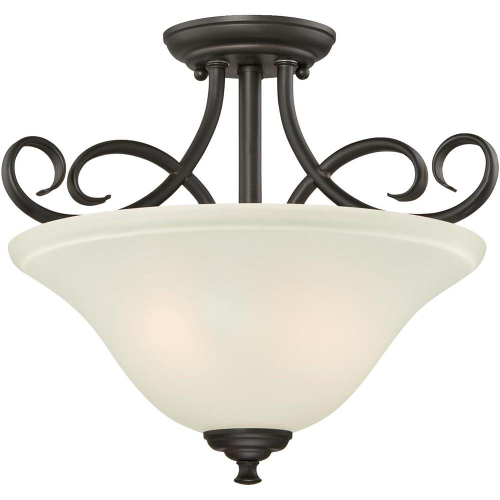 image:imageWestinghouse 6306500 Dunmore TwoLight Indoor SemiFlush Oil Rubbed Bronze Finish with Frosted Glass 2 WhiteBlackBulbs Not Included