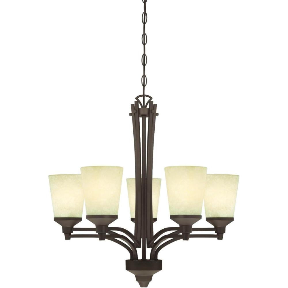 image:imageWestinghouse 6307100 Malvern FiveLight Indoor Chandelier Oil Rubbed Bronze Finish with Smoldering Scavo Glass
