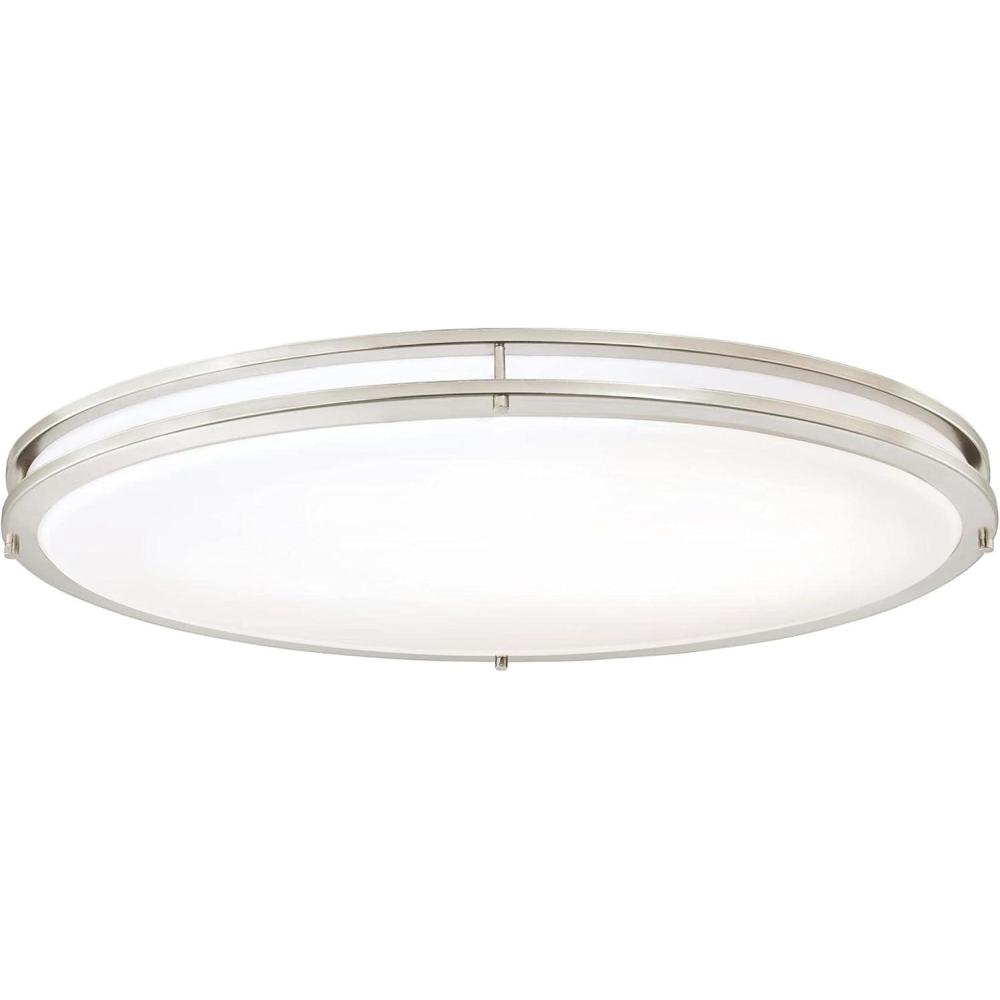 image:imageWestinghouse 6307800 3212 inch Oval Energy Star Led Indoor Flush Mount Ceiling Fixture Brushed Nickel Finish with White Acrylic Shade