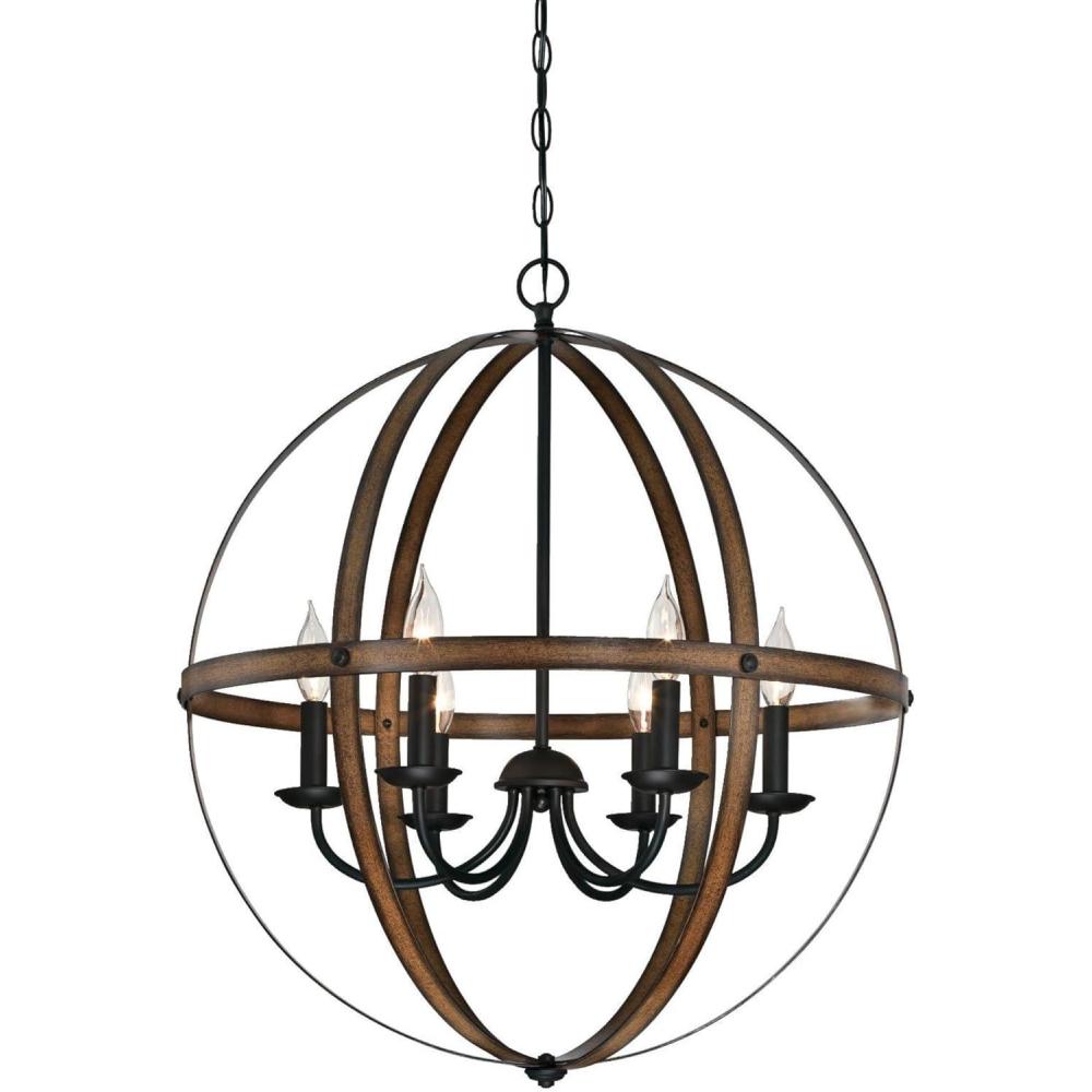 image:imageWestinghouse 6328300 Stella Mira SixLight Indoor Chandelier Brushed Nickel Finish 6Barnwood and Oil Rubbed Bronze