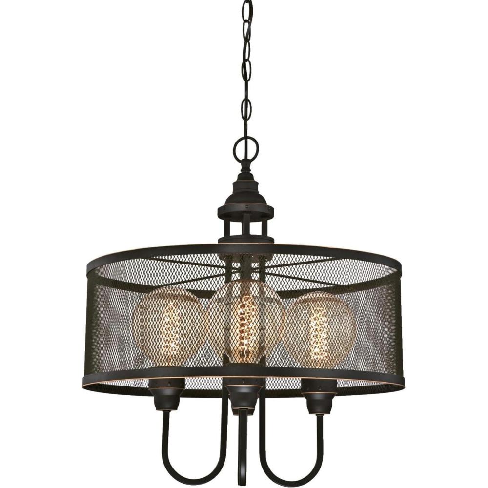 image:imageWestinghouse 6332900 Walter FourLight Indoor Chandelier Oil Rubbed Bronze Finish with Highlights and Mesh Shade