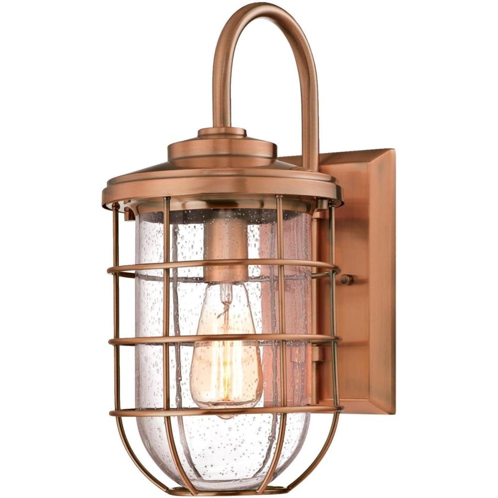 image:imageWestinghouse 6347900 Ferry OneLight Outdoor Wall Fixture Washed Copper Finish with Clear Seeded GlassWashed Copper