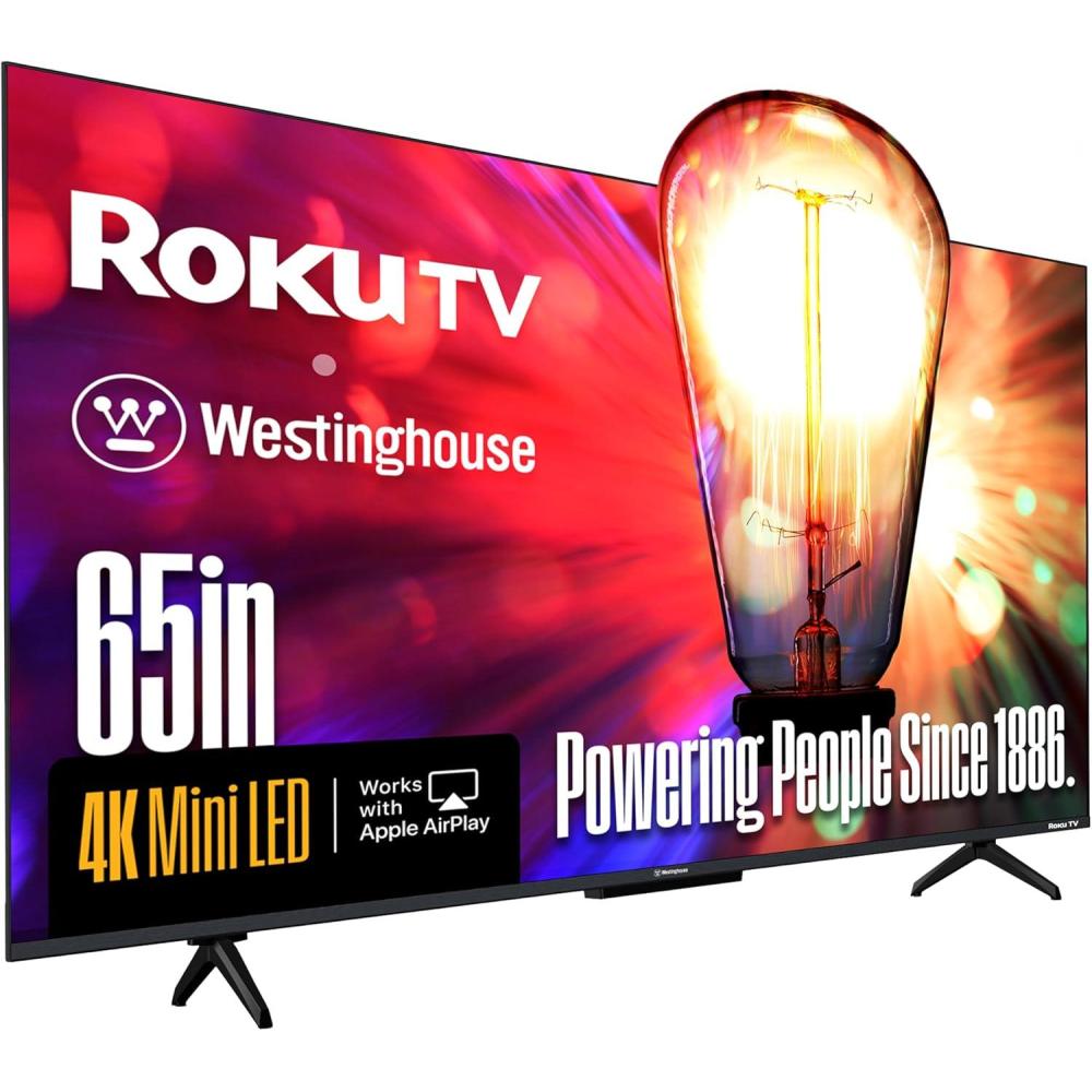 image:imageWestinghouse 65 MiniLED 4K UHD Roku TV Dolby Vision HDR QLED Quantum Color Local Dimming MEMC Motion Apple HomeKit amp AirPlay 265 Inch