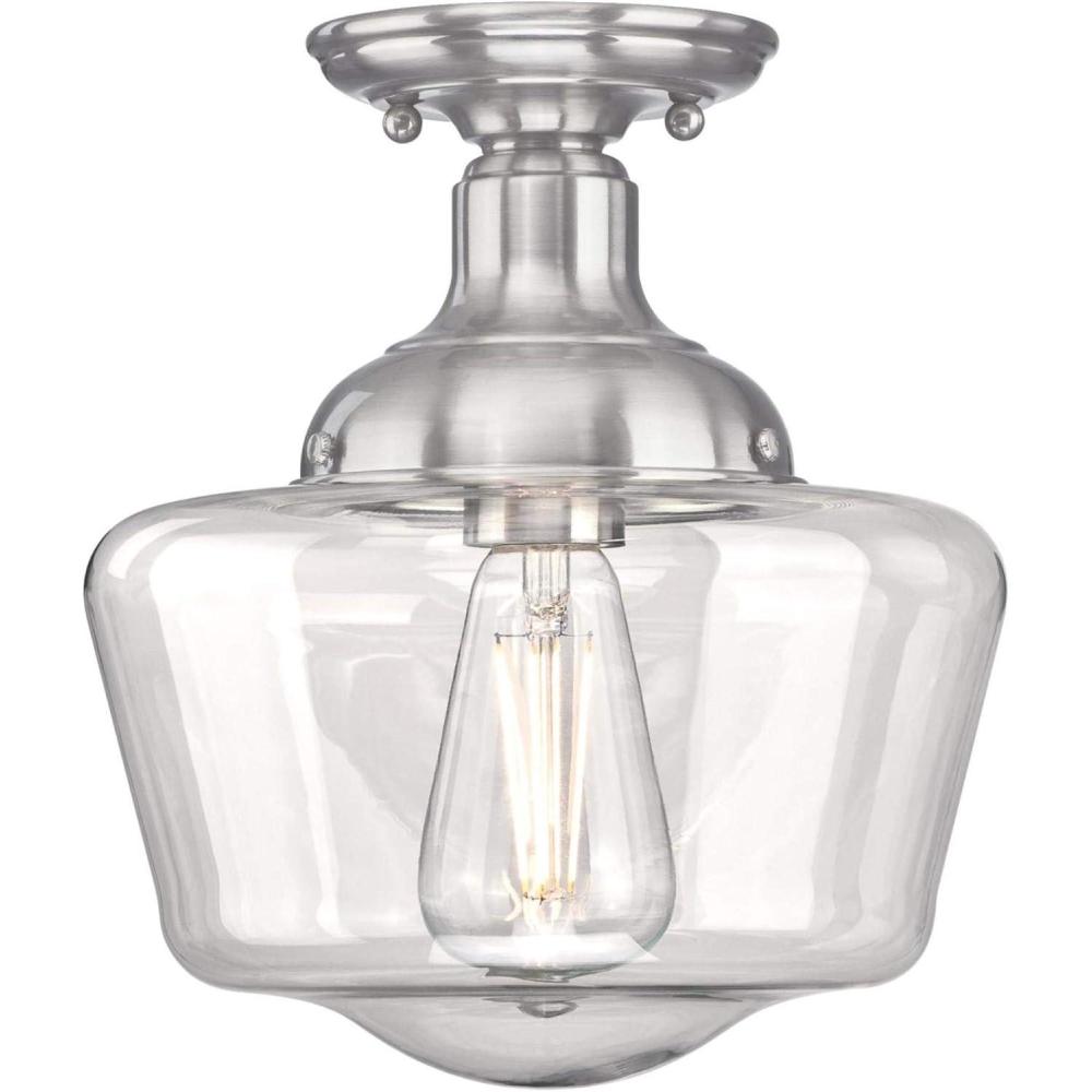 image:imageWestinghouse 6573200 Scholar 9Inch OneLight Indoor SemiFlush Mount Ceiling Fixture Brushed Nickel Finish with Clear Glass