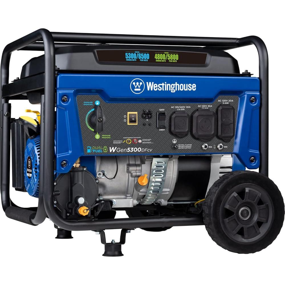image:imageWestinghouse 6600 Peak Watt Home Backup Portable Generator Transfer Switch Ready 30A Outlet RV Ready 30A Outlet Gas Powered CO Sensor6500 Watts Dual Fuel