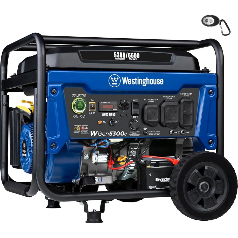image:imageWestinghouse 6600 Peak Watt Home Backup Portable Generator Transfer Switch Ready 30A Outlet RV Ready 30A Outlet Gas Powered CO Sensor6600 Watts Gas Only Remote Start