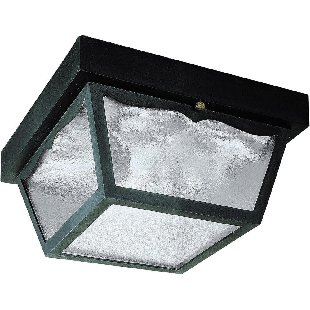 image:imageWestinghouse 6682300 Traditional TwoLight Outdoor FlushMount Fixture Black Finish on Polypropylene Frosted Glass PanelsWhiteTwo Light
