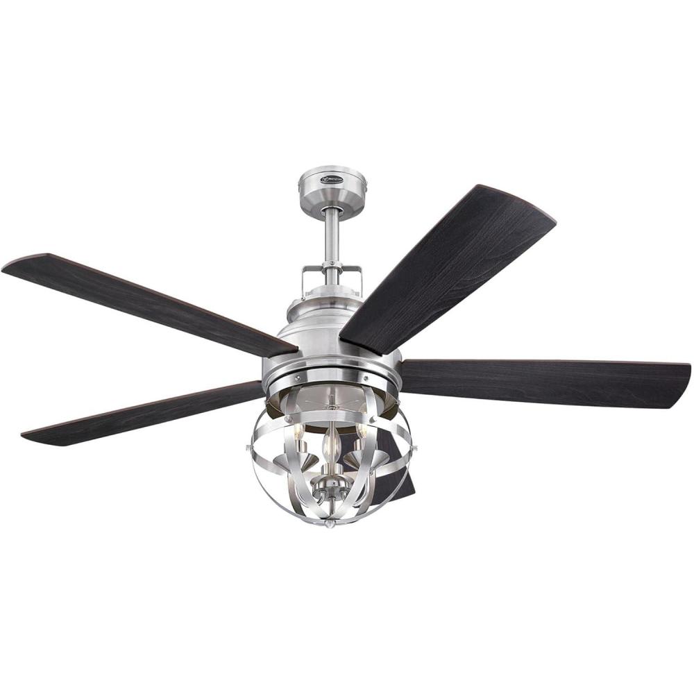image:imageWestinghouse 7217100 Stella Mira 52Inch Oil Rubbed Bronze Indoor Ceiling Fan LED Light Kit Remote Control IncludedBrushed Nickel