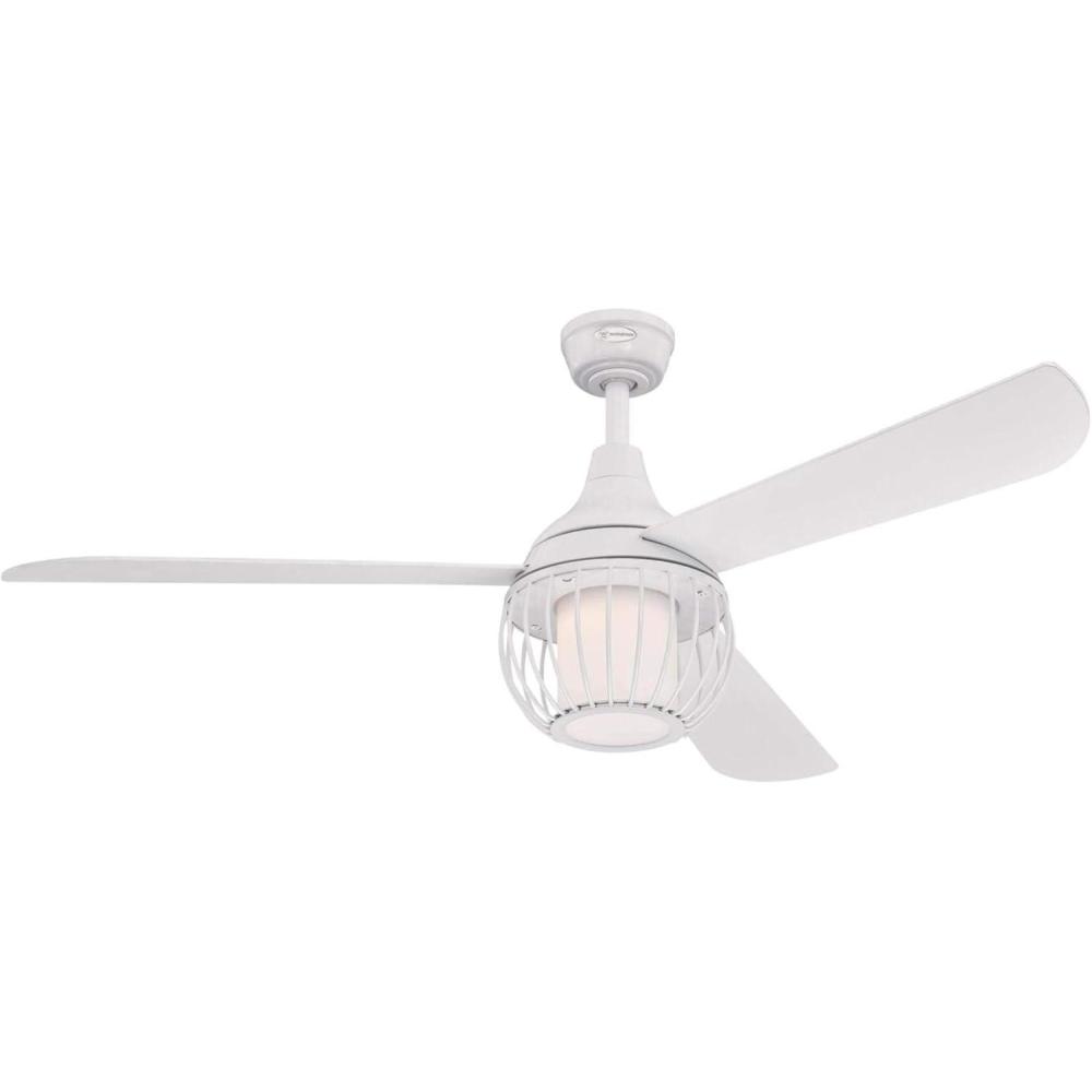 image:imageWestinghouse 7220700 Graham 52Inch White Indoor Dimmable LED Light Kit with Opal Frosted Glass Remote Control Included Ceiling Fan