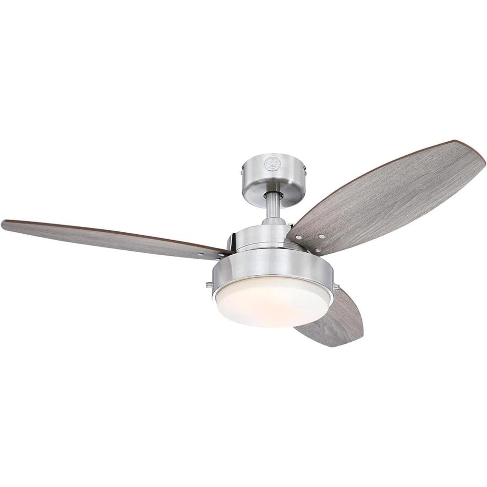 image:imageWestinghouse 7221600 Alloy Ceiling Fan 42 InchBrushed Nickel w Weathered Oak Blades