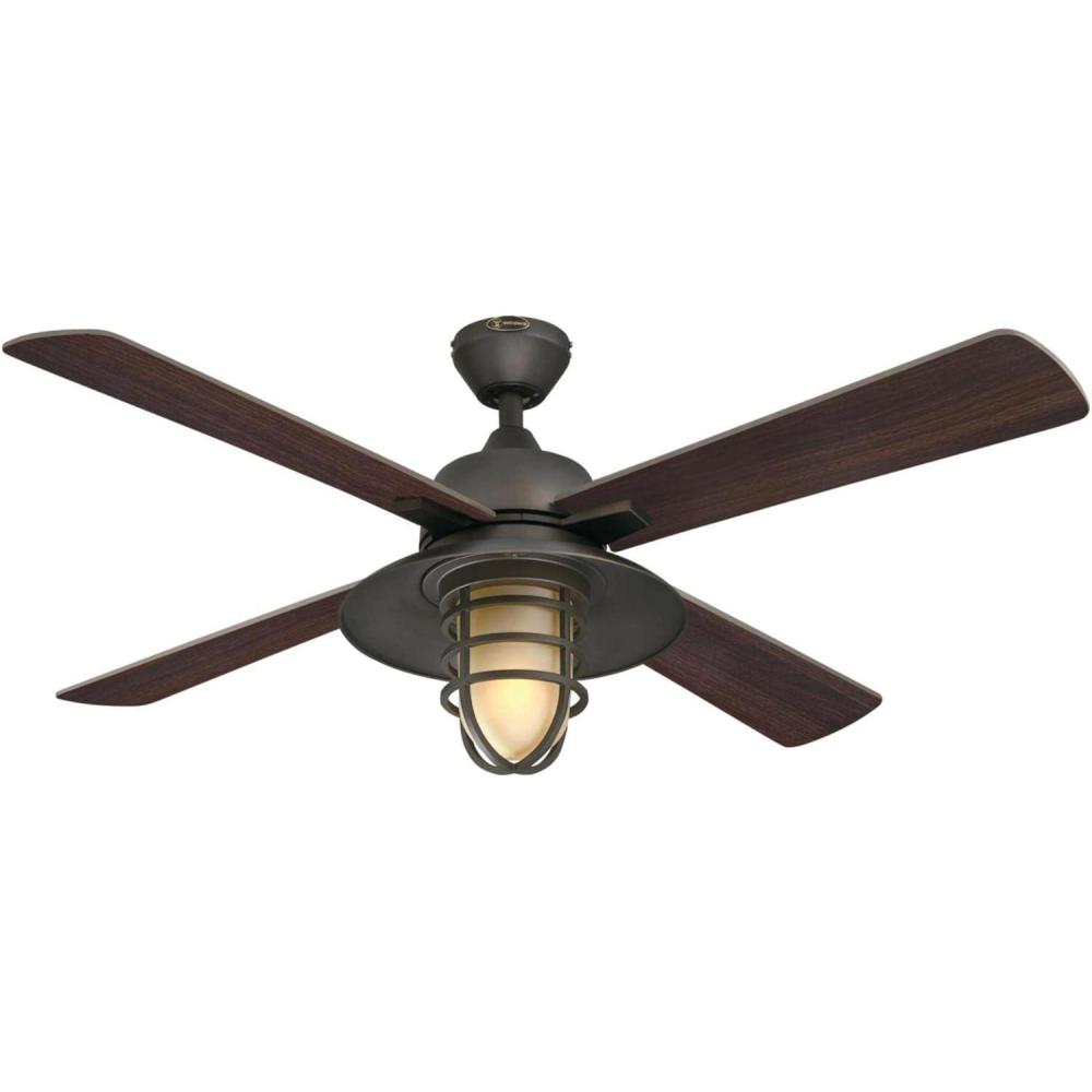image:imageWestinghouse 7307100 Porto CraftsmanStyle LED Ceiling Fan with Light 52 Inch BlackBronze Finish Amber Frosted GlassBlackBronze