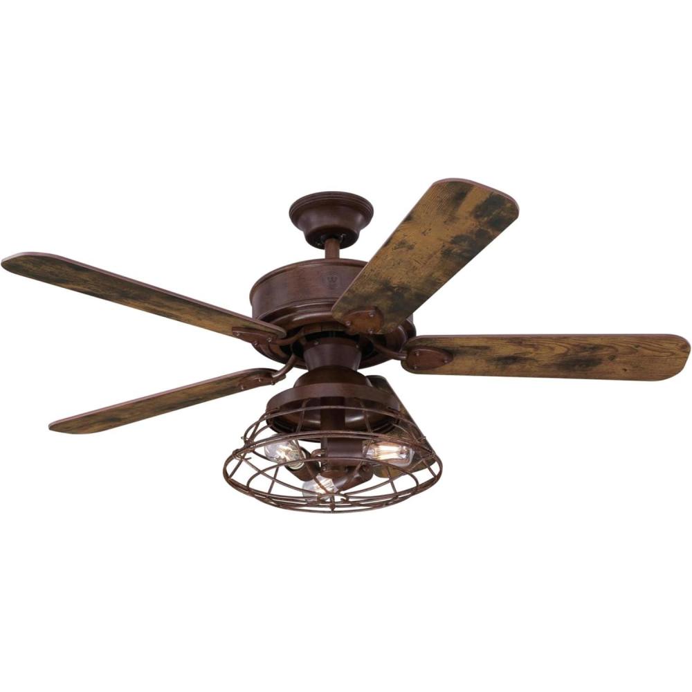 image:imageWestinghouse 74001B00 VintageStyle Barnett Smart WiFi Ceiling Fan Compatible with Amazon Alexa and Google Home with LED Light Remote Control 48 Inch Barnwood Finish Cage ShadeApp Control