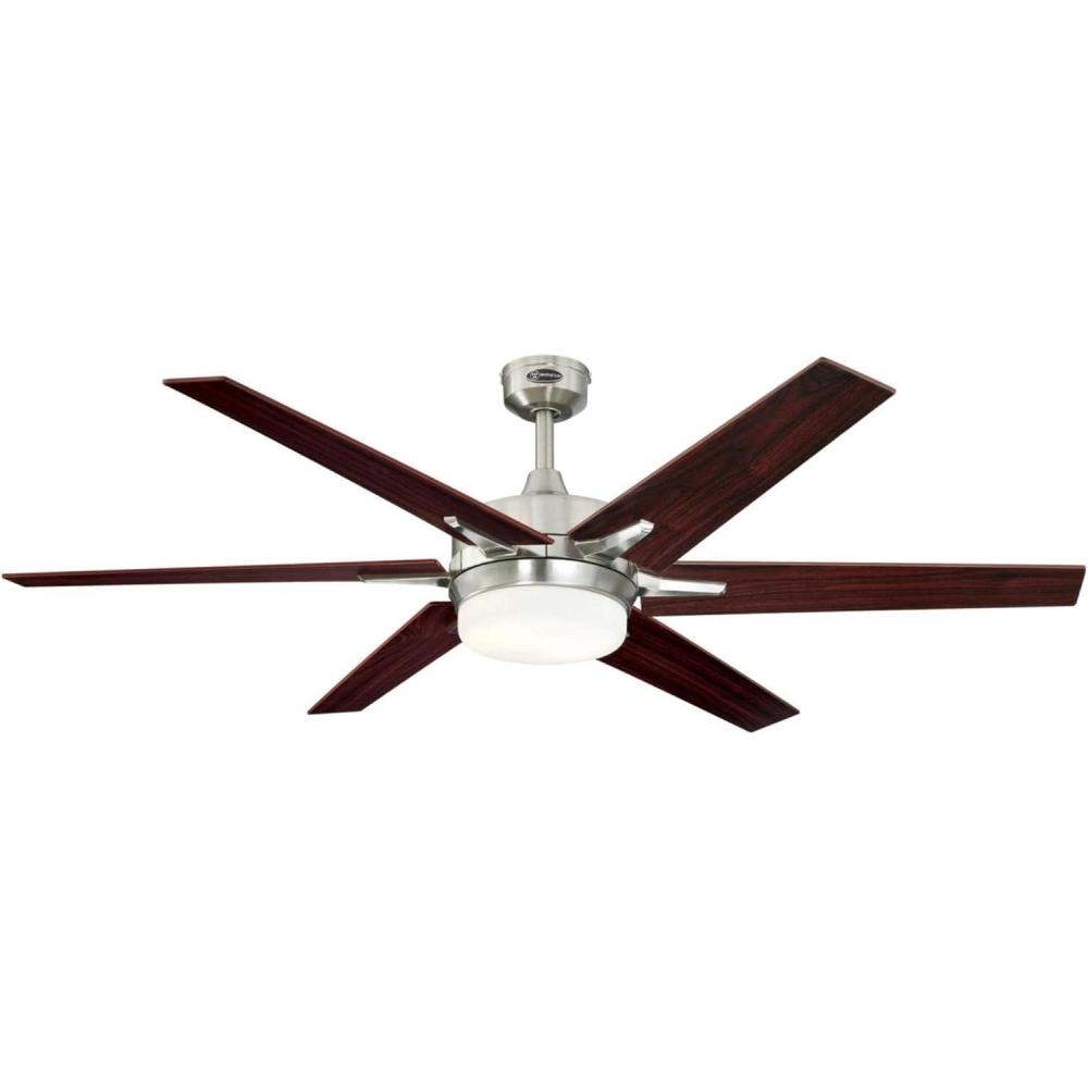 image:imageWestinghouse 74002B00 Transitional Cayuga Smart WiFi Ceiling Fan Compatible with Amazon Alexa and Google Home with LED Light Remote Control 60 Inch BlackBronze Finish Frosted Opal GlassBrushed Nickel