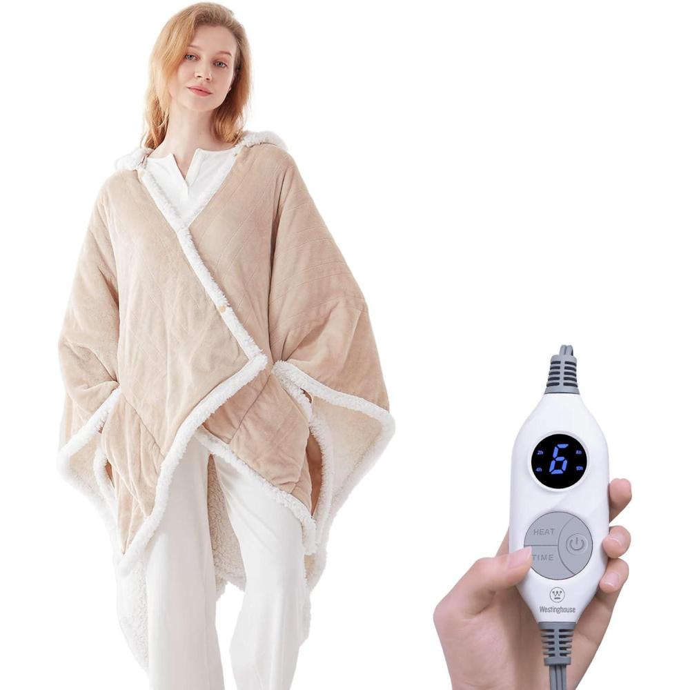 image:imageWestinghouse Electric Snuggle Throw Blankets with Foot Pocket Wearable Heated Blanket with Sleeves 6 Heating Levels amp 2 to 10 Hours Heating Time Settings 50 7018 GreyBeige