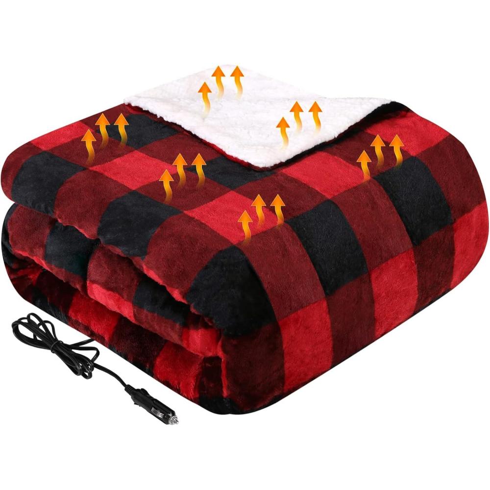 image:imageWestinghouse Heated Car Blanket 12Volt Electric Blanket for Car Truck SUV RV Portable Heated Throw for Camping Red Buffalo Plaid 59 x 43Red Buffalo Plaid