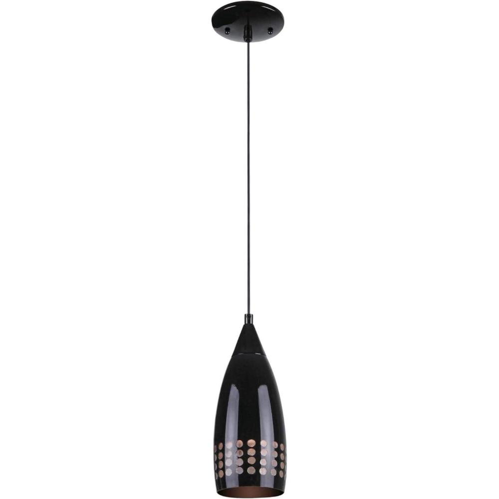 image:imageWestinghouse Lighting 6101300 Contemporary OneLight Adjustable Mini Pendant with Perforated Metal Shade Brushed Nickel FinishBlack