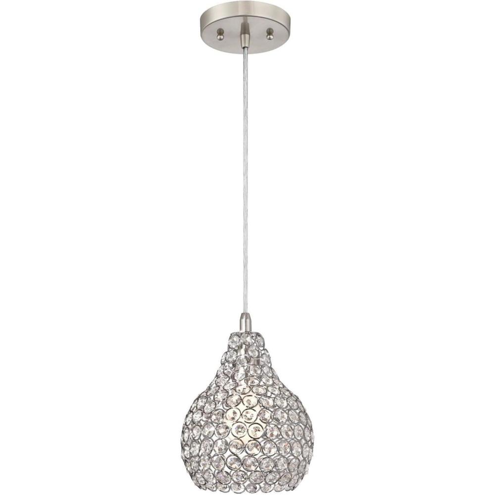 image:imageWestinghouse Lighting 6103700 Kelcie OneLight Indoor Mini Pendant Brushed Nickel Finish Crystal Jewel Shade