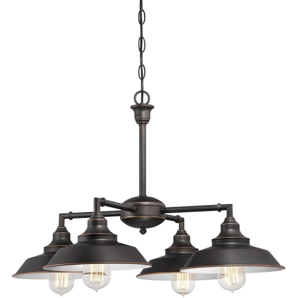image:imageWestinghouse Lighting 6345000 Iron Hill FourLight Oil Rubbed Bronze Finish with Highlights Indoor ChandelierSemiFlush Ceiling Fixture 4Oil Rubbed Bronze with Highlights and White Interior