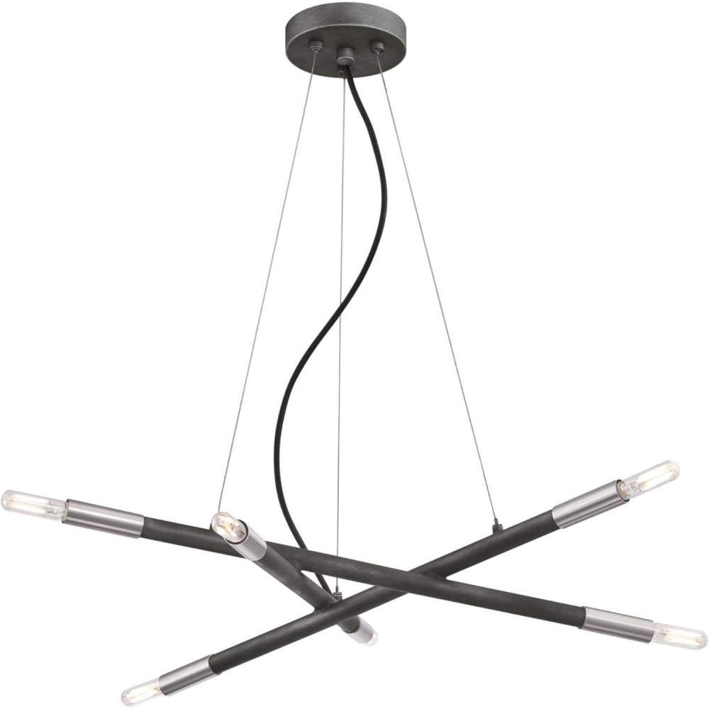 image:imageWestinghouse Lighting 6576600 Felix SixLight LED Indoor Chandelier Distressed Aluminum Finish with Brushed Nickel Accents