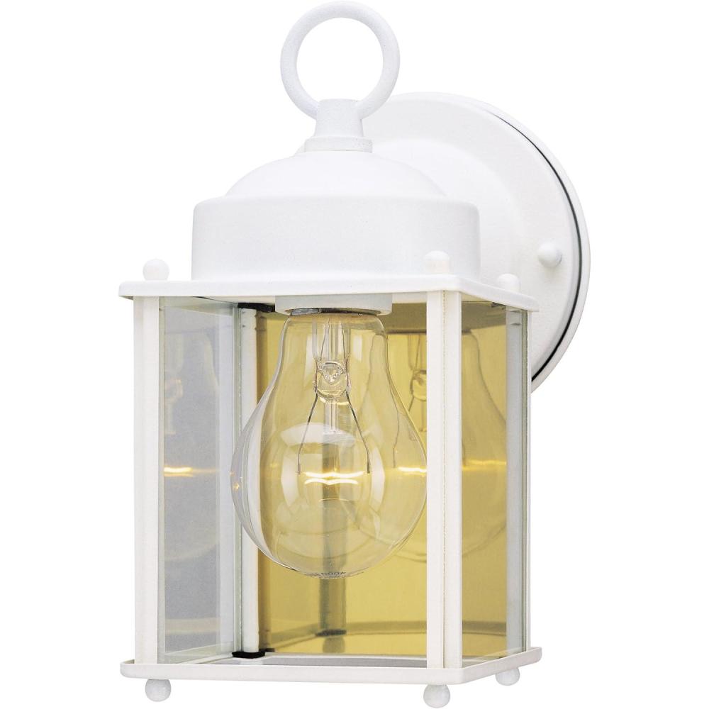 image:imageWestinghouse Lighting 6697100 OneLight Exterior Wall Lantern White Finish on Steel with Clear Glass PanelsWhite
