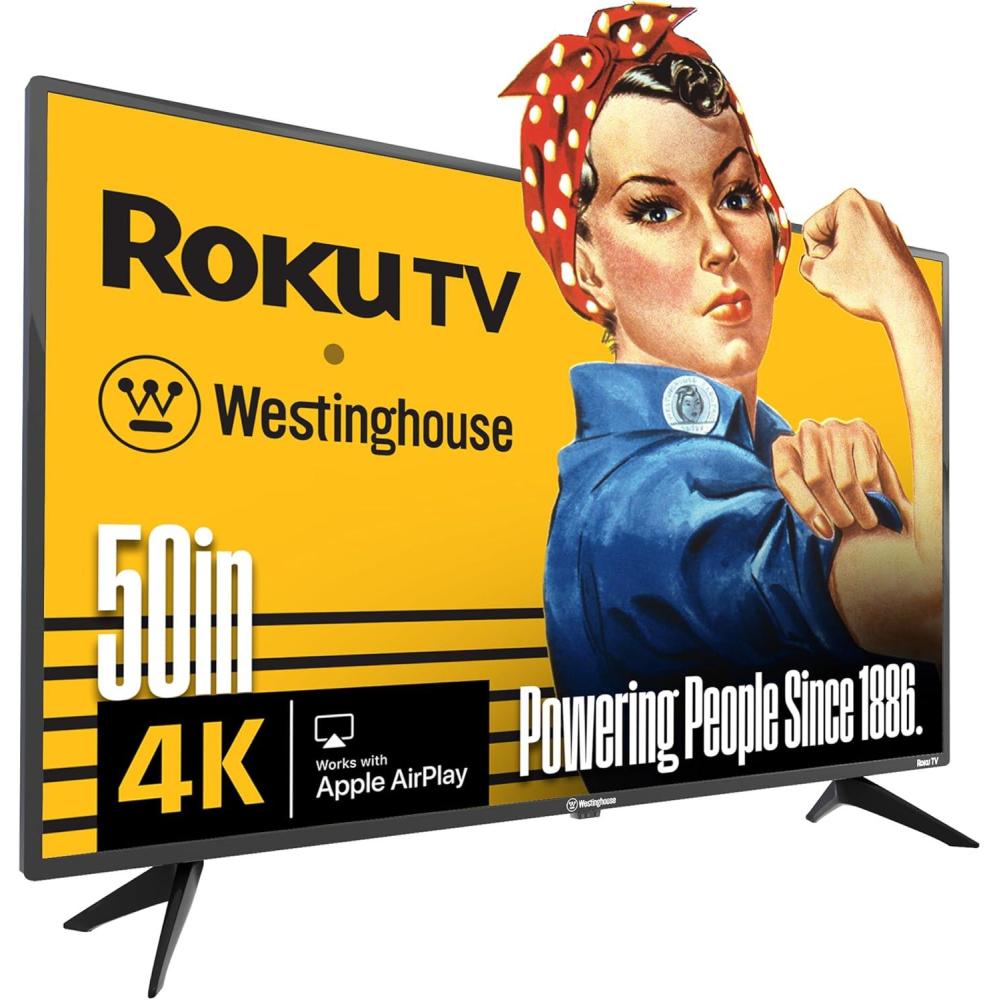 image:imageWestinghouse Roku TV 50 Inch Smart TV 4K UHD Television with WiFi Connectivity and Mobile App Flat Screen Bluetooth Compatible with Apple AirPlay Alexa and Google Assistant50 Inch