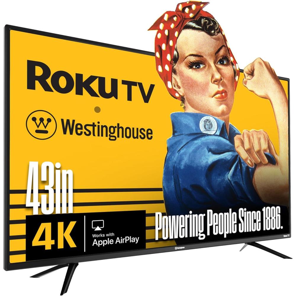 image:imageWestinghouse Roku TV 50 Inch Smart TV 4K UHD Television with WiFi Connectivity and Mobile App Flat Screen Bluetooth Compatible with Apple AirPlay Alexa and Google Assistant43 Inch