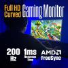 Westinghouse 27 Inch Curved Full HD Gaming Monitor, 200Hz, AMD FreeSync Support, Low Motion Blur, 1500R Curve, 1920 x 1080, for PC Games with Built in Speakers, DisplayPort, 2X HDMI(27 Inch-White)