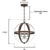 Westinghouse 6110400 Stella Mira Three-Light Pendant, Antique Ash(Walnut and Brushed Nickel)