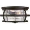 Westinghouse 6112600 Weatherby 14 Inch Rustic/Arts & Crafts Two-Light Outdoor Flush Mount Ceiling Light, Barnwood Finish, Clear Glass, bronze(Weathered Bronze)