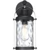 Westinghouse 6113400 Courtland Grove Transitional One-Light Outdoor Wall Light, Matte Black and Antique Pewter Finish, Clear Hammered Glass