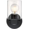 Westinghouse 6115500 Sylvestre Transitional One-Light Indoor Wall Light Fixture, Matte Black Finish, Clear Glass(Matte Black)