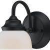 Westinghouse 6117300 Harwell Traditional One-Light Indoor Wall Light Fixture, Matte Black Finish, White Opal Glass