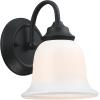 Westinghouse 6117300 Harwell Traditional One-Light Indoor Wall Light Fixture, Matte Black Finish, White Opal Glass