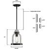 Westinghouse 6117800 Cindy Vintage-Style One-Light Indoor Mini Pendant Light, Brushed Nickel Finish, Clear Glass(Matte Black)