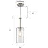 Westinghouse 6125200 Hernando Transitional One Light Indoor Mini Pendant, Industrial Steel Finish, Clear Hammered Glass