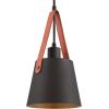 Westinghouse 6125300 Pasco Contemporary One Light Indoor Mini Pendant, Black-Bronze Finish with Leather Strap